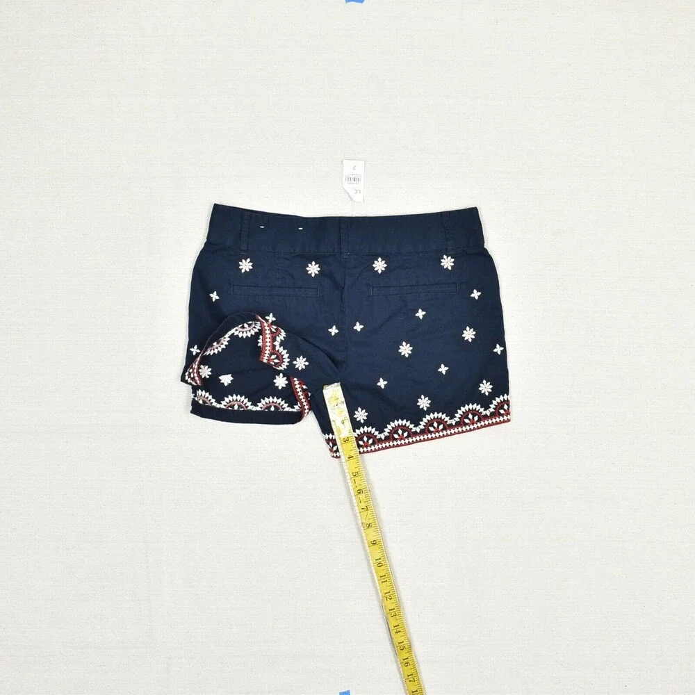 NEW Loft Women Bermuda Floral Shorts Zip Cotton Blue Size 2 4